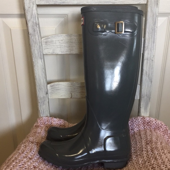 Hunter Original Gloss Tall Boots Graphite Gray - Picture 8 of 16